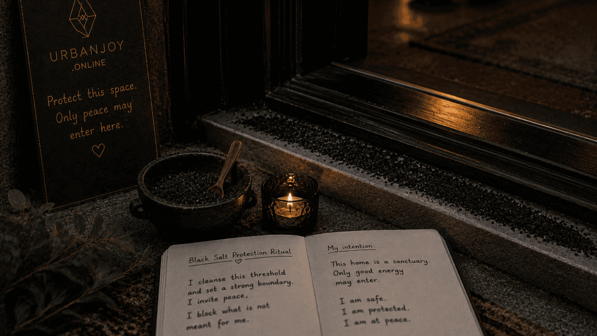 A Black Salt Protection Ritual for Doorways and Thresholds 6 Black salt protection ritual bowl resting on a wooden doorway threshold