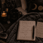 A Weighted Blanket and Breathwork Ritual for Anxious Nights 4 Breathwork ritual for anxious nights weighted blanket on a bed with dim lamplight and a candle