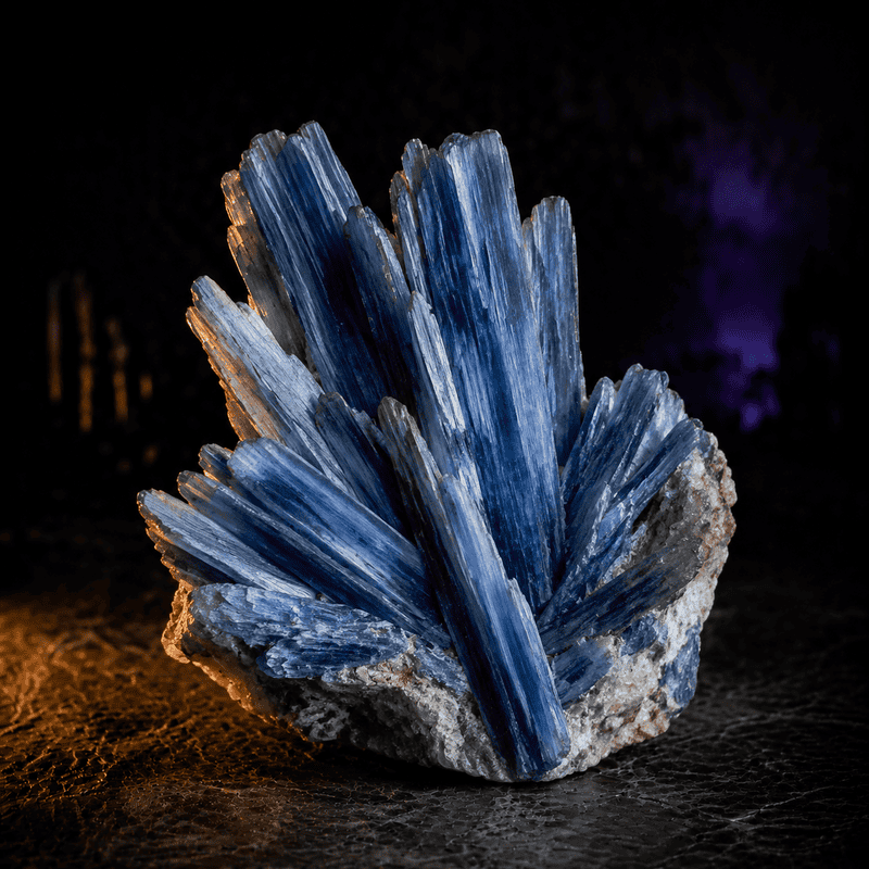 Vivid blue crystal mineral specimen on dark background for collection and display.