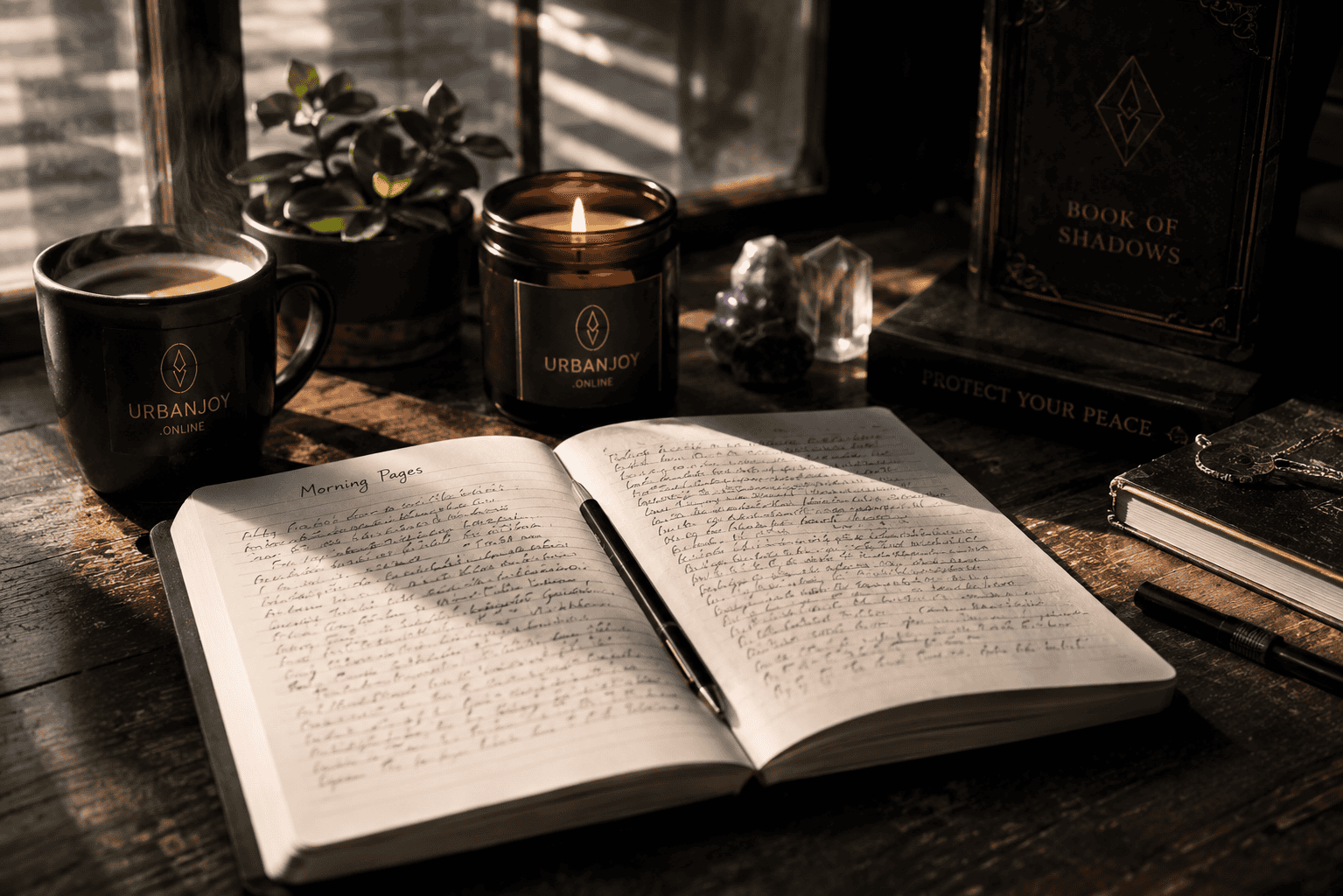 Morning Pages Ritual for Beginners: Clearing My Mind Before the Day Starts 7 Morning pages ritual notebook open on a desk in warm morning light