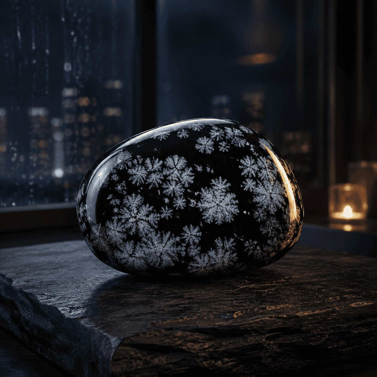 Snowflake Obsidian crystal for peace and rest
