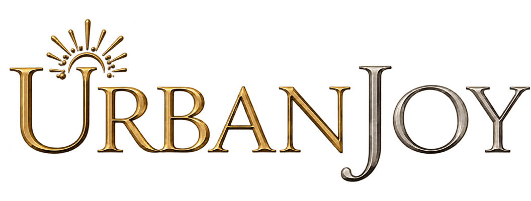 Urbanjoy logo featuring colorful, dynamic design representing urban lifestyle and joy.
