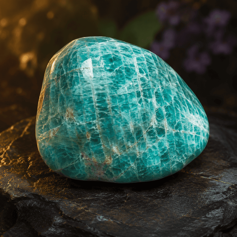 Polished turquoise gemstone with vibrant blue-green color and natural veining.