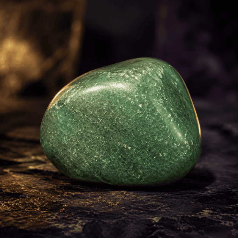 Smooth green jade stone on dark textured background.