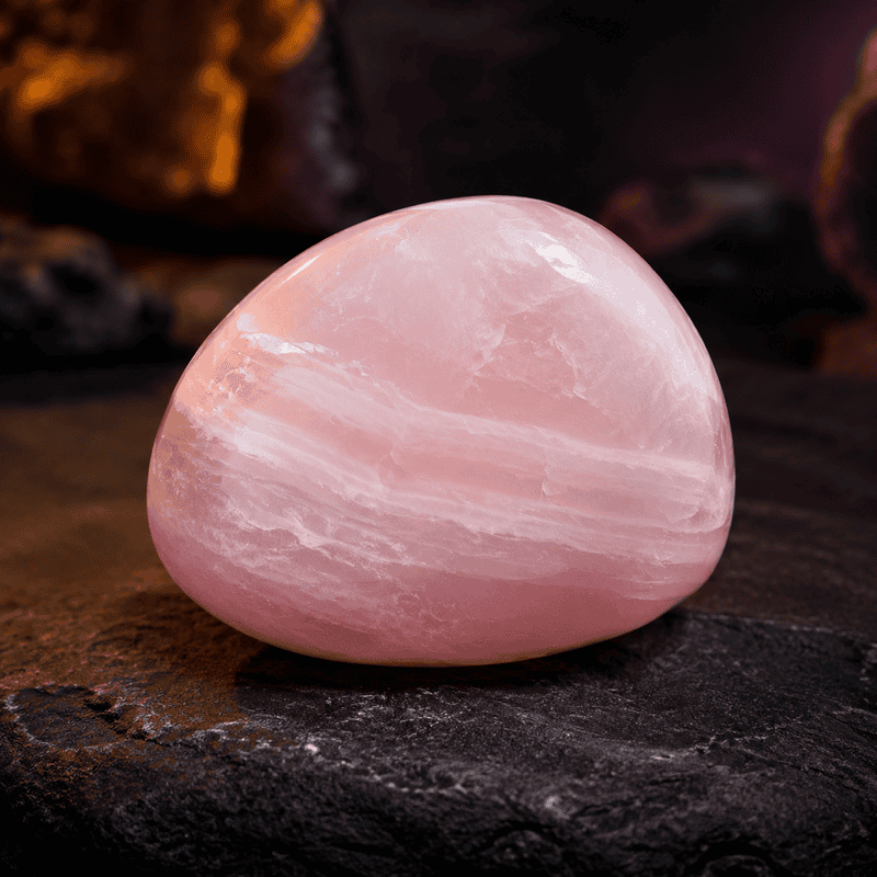 Pink Himalayan salt lamp glowing softly in a dark room for relaxation and ambiance.