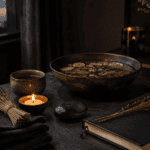 Safe Candle Dressing with Essential Oils: A Beginner's Guide 5 Calm spa setting with bowl of herbs, candles, and towels for relaxation.