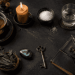 10 Simple Everyday Witchcraft Rituals 4 Spa setting with candle, herbs, salt, and wellness tools for relaxation.